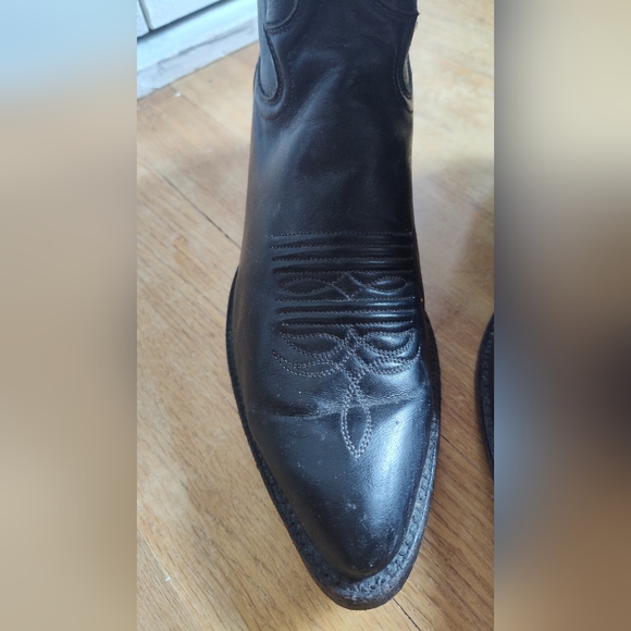 Vintage - Black leather Cowboy boots 'Justin' Very Good condition. Leather sole. - Picture 7 of 16